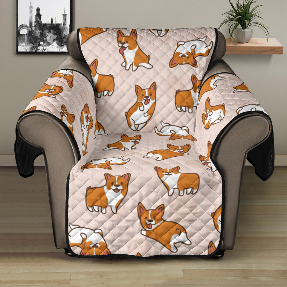 Cute Corgis Pattern pink background Recliner Cover Protector