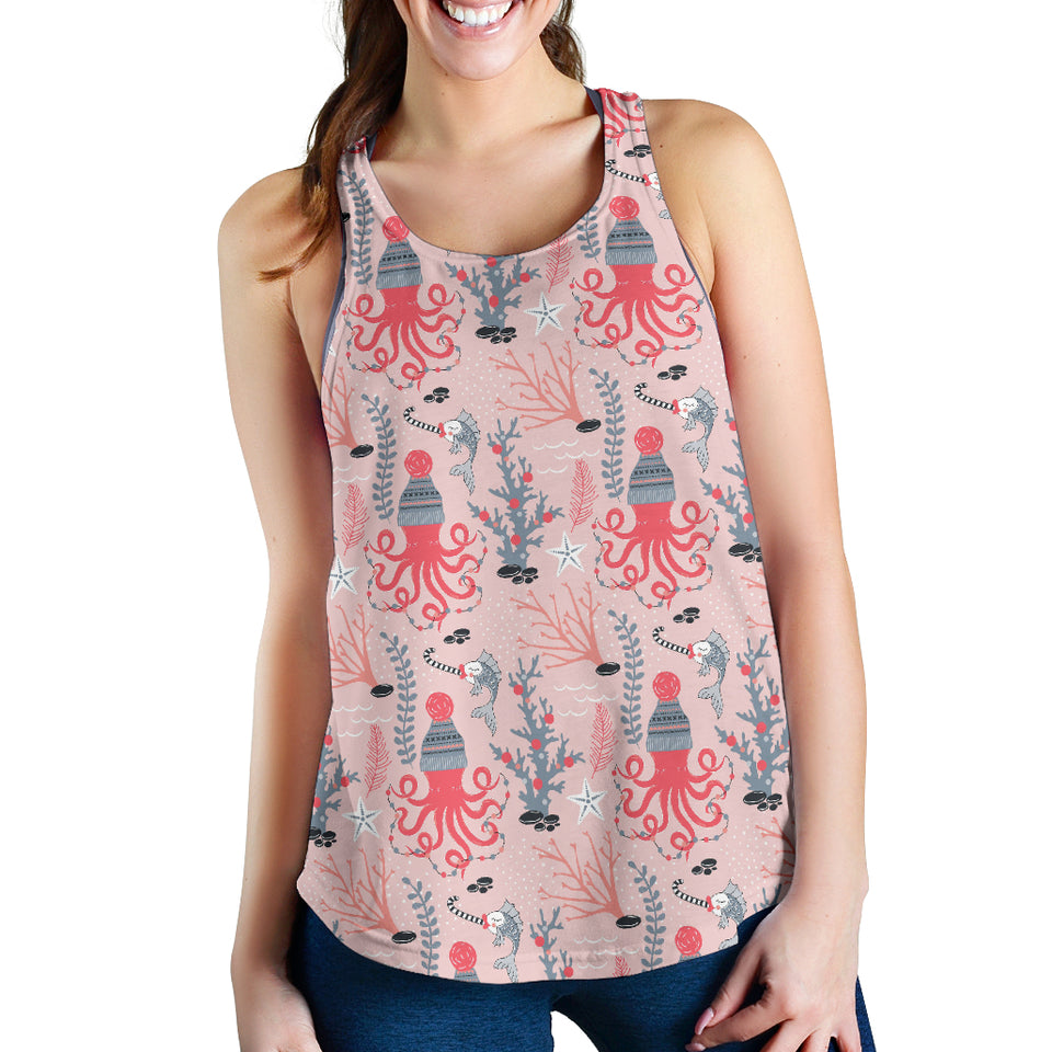 Octopus winter hat garland Fish candy Seaweed Coral Starfish Women Racerback Tank Top
