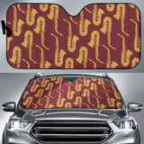 Hand Drawn Gold Saxophone Red Background  Car Sun Shade