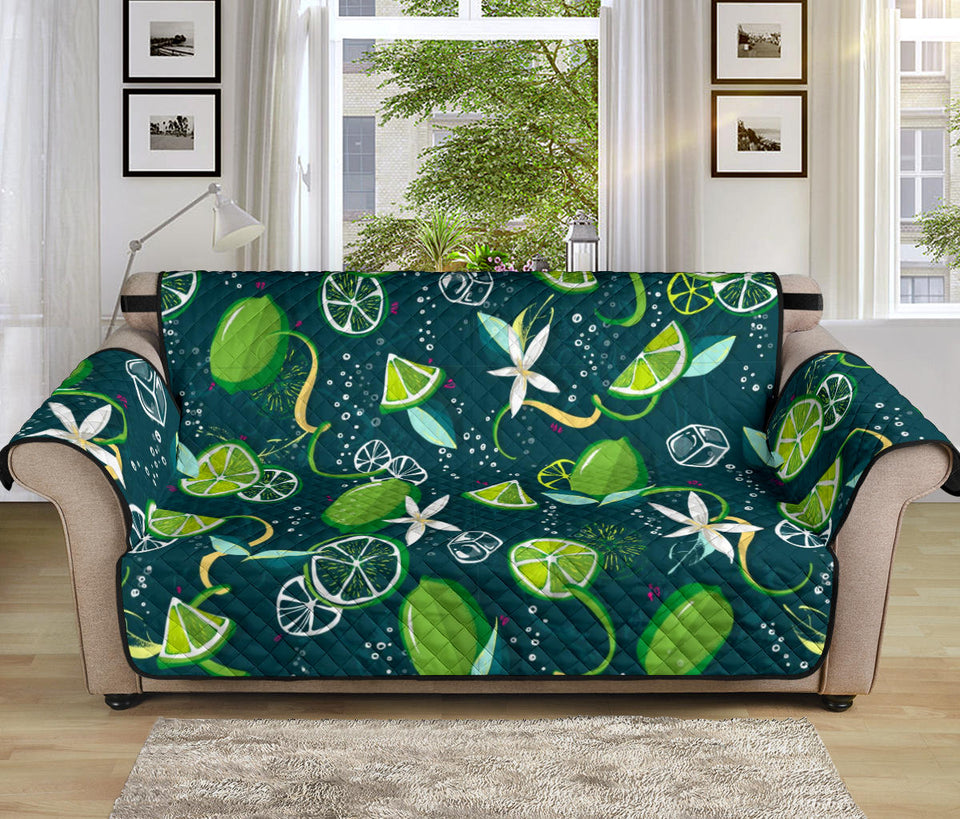 Lime ice flower pattern Sofa Cover Protector