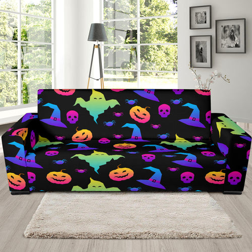 Colorful Halloween Background Sofa Slipcover