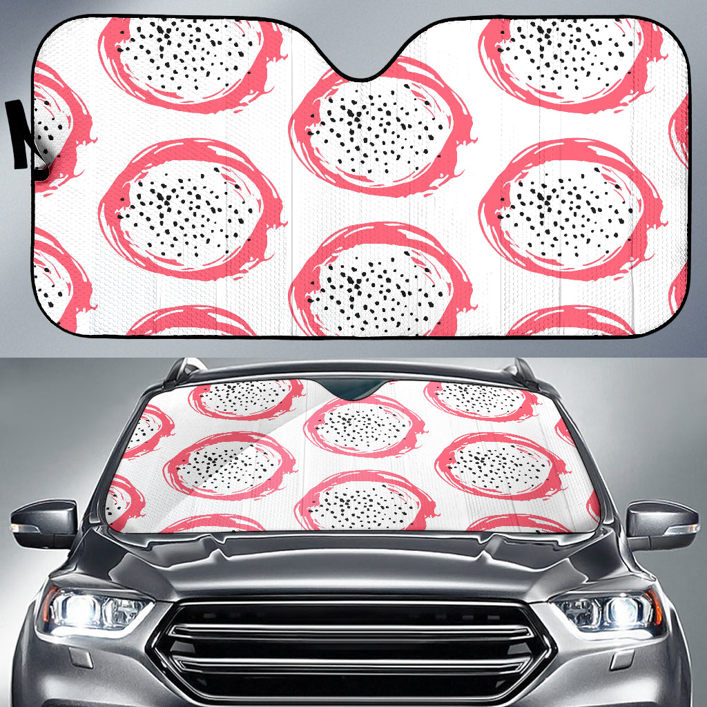 Hand Drawn Dragon Fruit Car Sun Shade