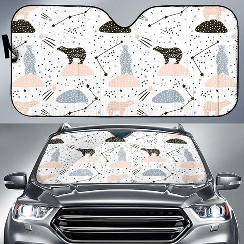 Polar Bears Star Poka Dot Pattern Car Sun Shade