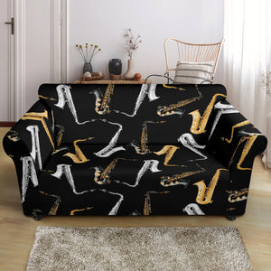 Saxophone Design Pattern Loveseat Couch Slipcover