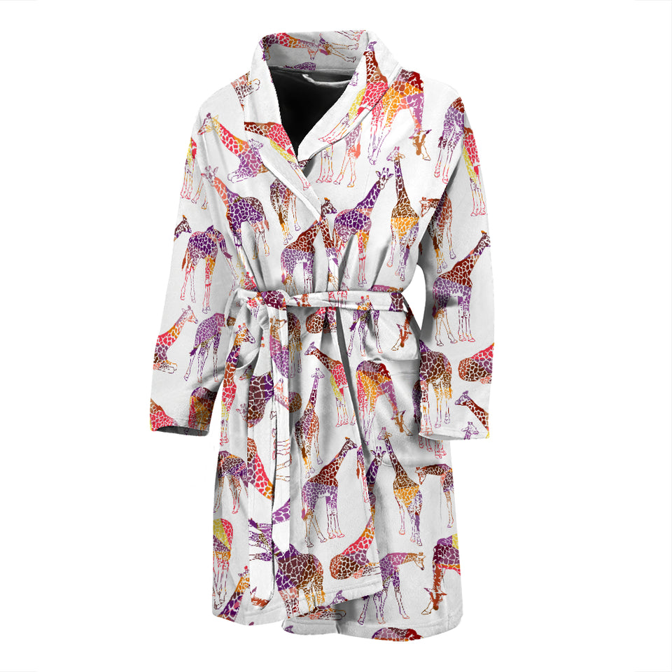 Giraffe Pattern Print Design 02 Men's Bathrobe
