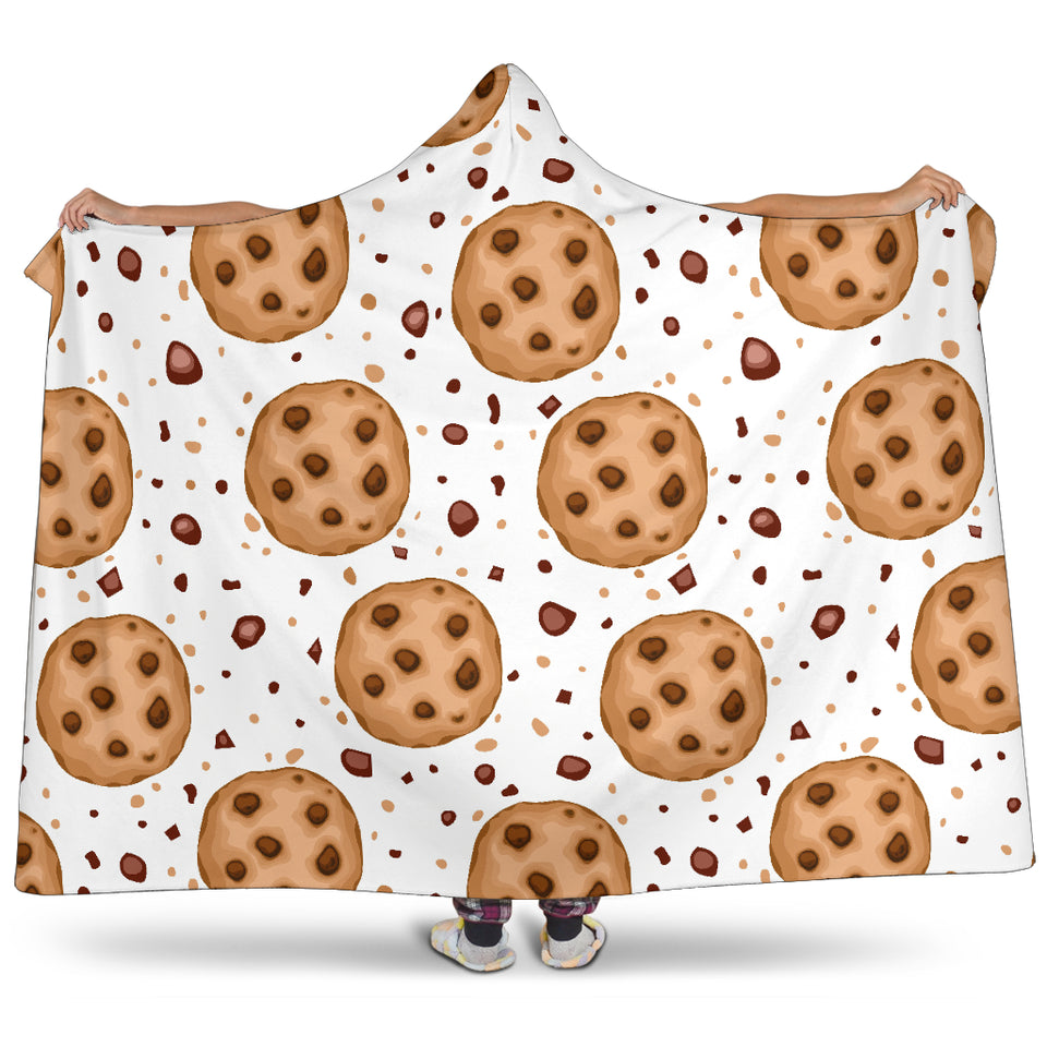 Chocolate Chip Cookie Pattern Hooded Blanket