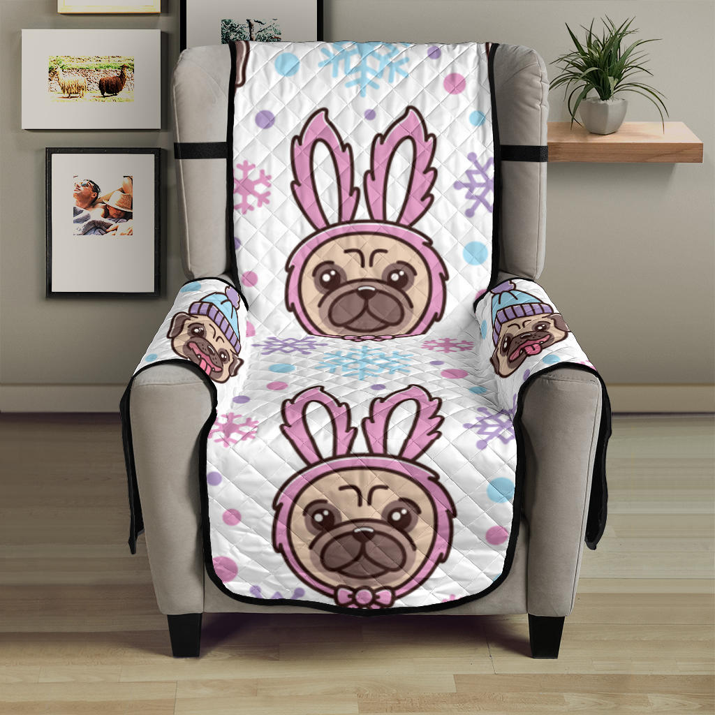 Cute pug hat rabbit costume pattern Chair Cover Protector