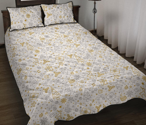 Christmas tree Christmas element Silver gold pattern Quilt Bed Set