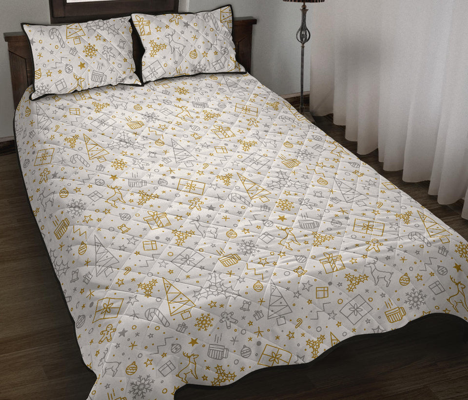 Christmas tree Christmas element Silver gold pattern Quilt Bed Set