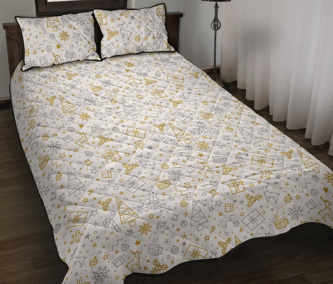Christmas tree Christmas element Silver gold pattern Quilt Bed Set