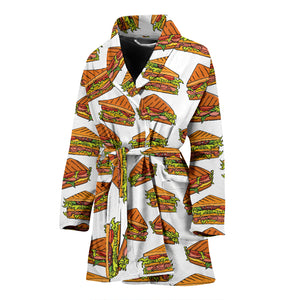 Sandwich Pattern Print Design 02 Women's Bathrobe