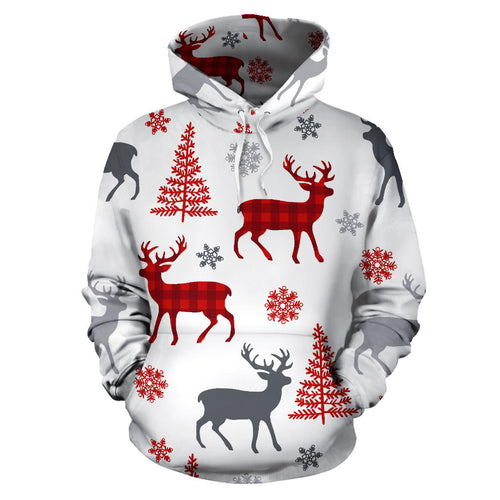 Deer Tree Snowflakes Chrismas Pattern Men Women Pullover Hoodie