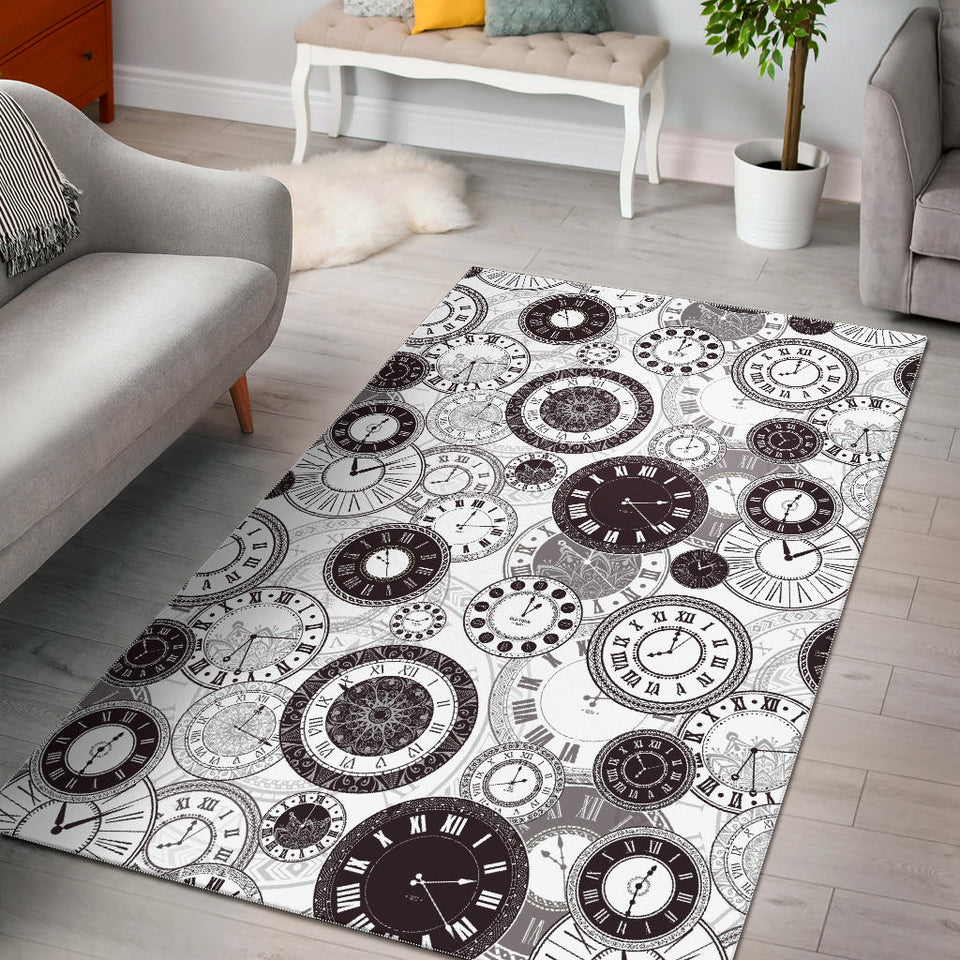Classic Vintage Clock Pattern Area Rug