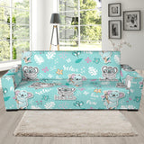 Cute Koalas Blue Background Pattern Sofa Slipcover