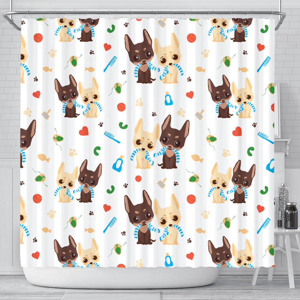 Cute Chihuahua Dog Pattern Shower Curtain Fulfilled In US