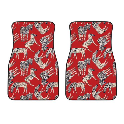 Zebra Abstract Red Background Front Car Mats