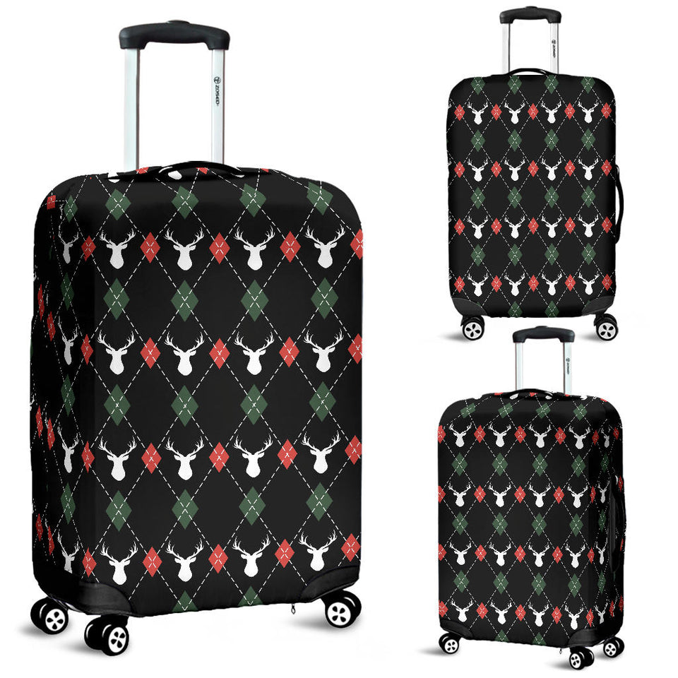 Deer Christmas New Year Pattern Argyle Luggage Covers