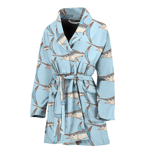 Swordfish Pattern Print Design 01 Women's Bathrobe