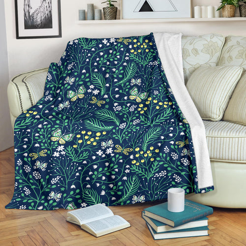 Butterfly Leaves Pattern Premium Blanket