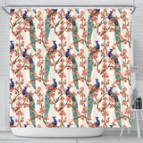 Peacock Tropical Flower Pattern Shower Curtain Fulfilled In US