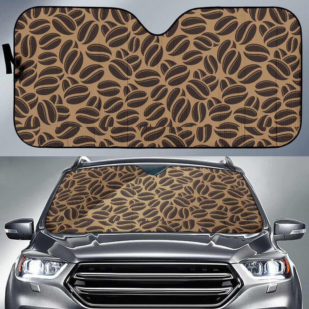 Coffee Bean On Brown Background Car Sun Shade