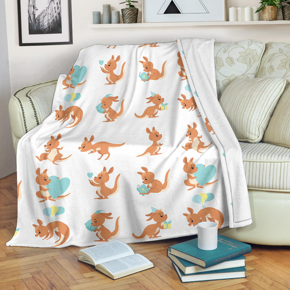 Cute Kangaroo Pattern Premium Blanket