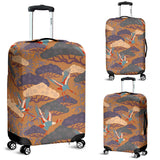 Bonsai Bamboo Stork Japanese Pattern Brown Theme Luggage Covers