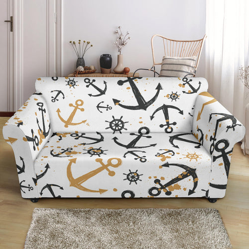 Anchors Rudders Pattern Loveseat Couch Slipcover
