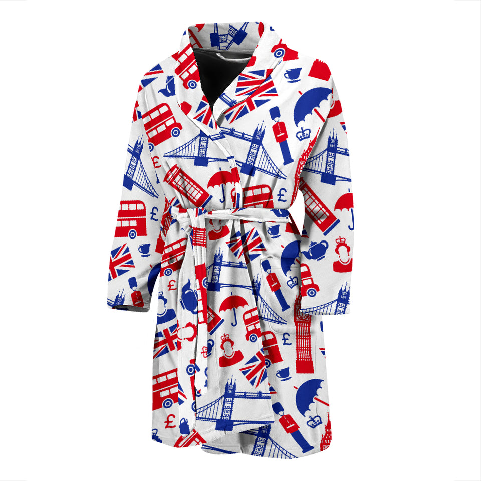 British Pattern Print Design 01 Men's Bathrobe