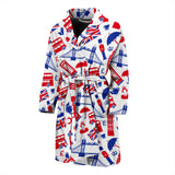 British Pattern Print Design 01 Men's Bathrobe
