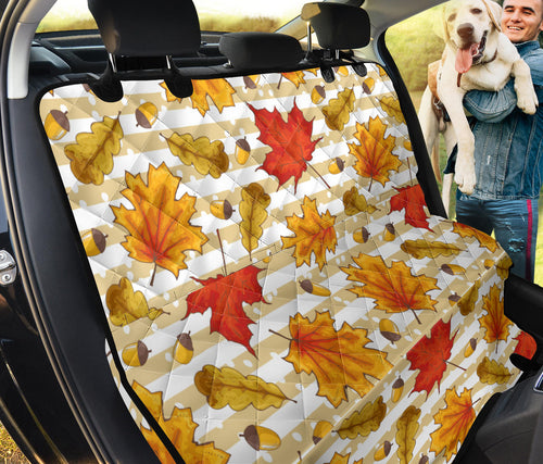 Maple Leaf Oak Leaf Acorns Beige Striped Background Dog Car Seat Covers
