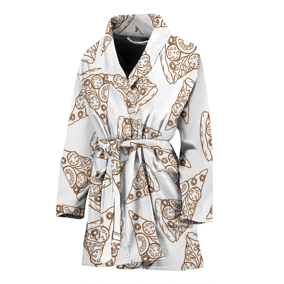 Hand Drawn Pizza Pattern Women'S Bathrobe