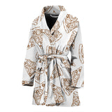 Hand Drawn Pizza Pattern Women'S Bathrobe