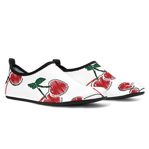 Hand Drawn Cherry Pattern Aqua Shoes