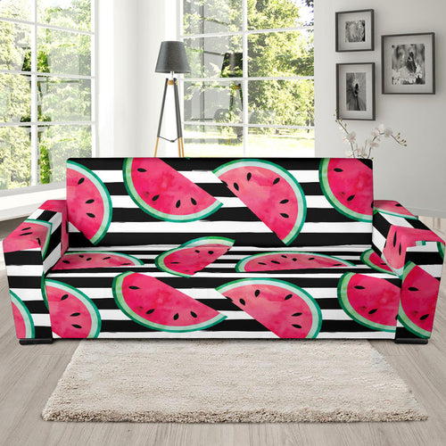 Watercolor Paint Textured Watermelon Pieces Sofa Slipcover
