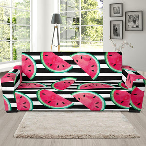 Watercolor Paint Textured Watermelon Pieces Sofa Slipcover
