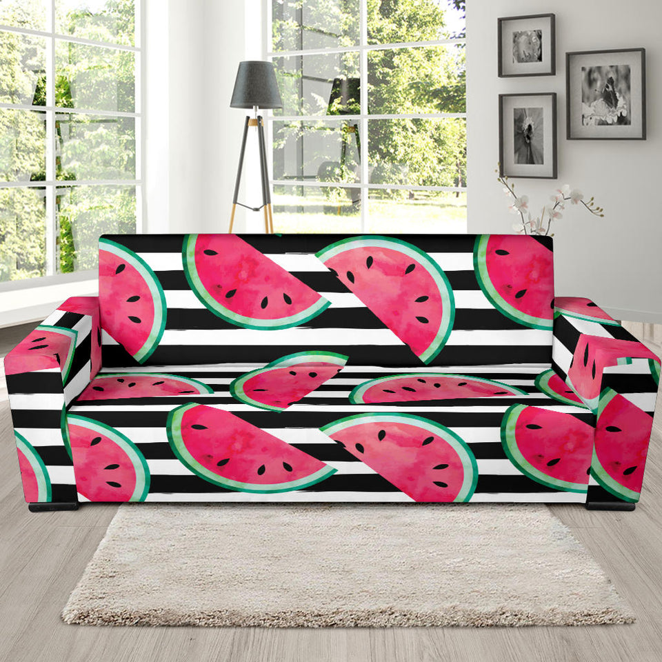 Watercolor Paint Textured Watermelon Pieces Sofa Slipcover