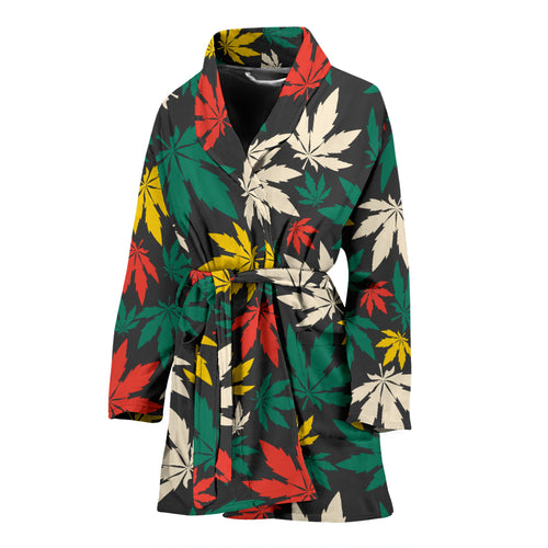 Canabis Marijuana Weed Pattern Print Design 02 Women's Bathrobe