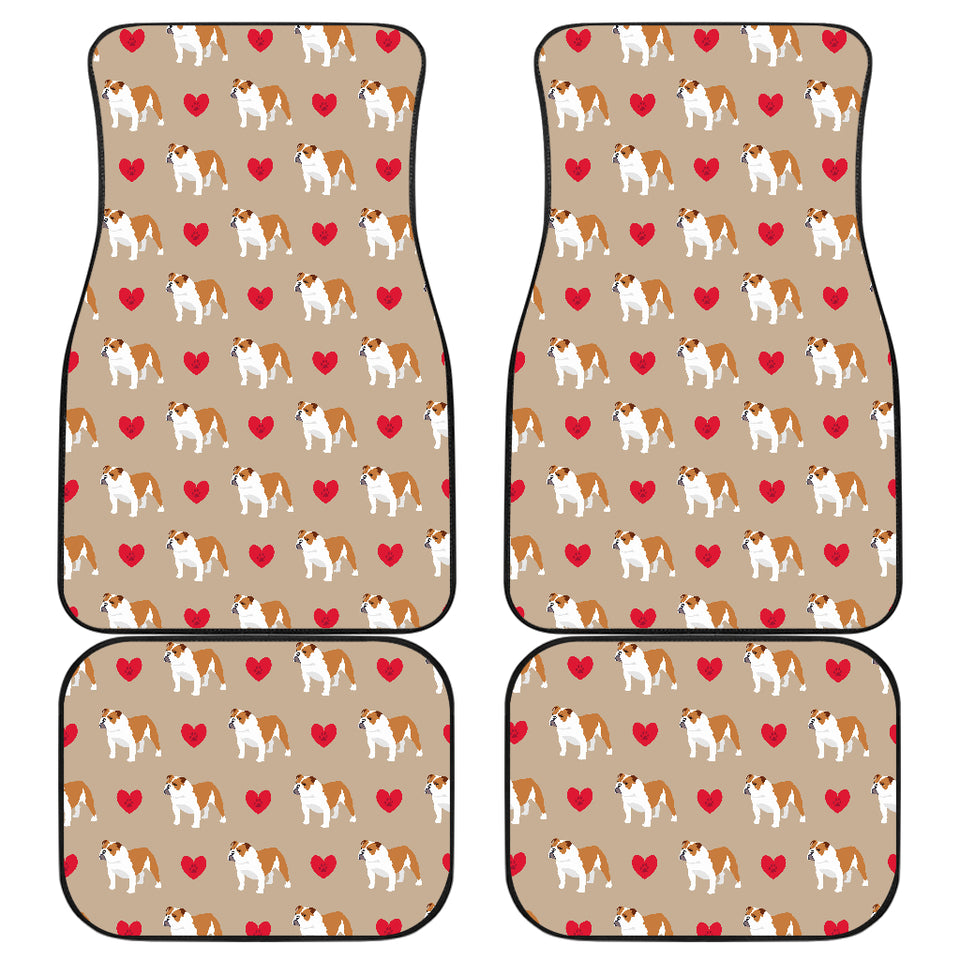 English Bulldog Pattern Print Design 05 Front and Back Car Mats