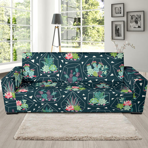 Cactus Glass Terrarium Pattern Sofa Slipcover