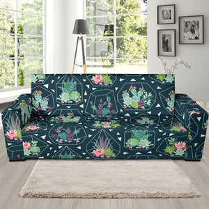 Cactus Glass Terrarium Pattern Sofa Slipcover