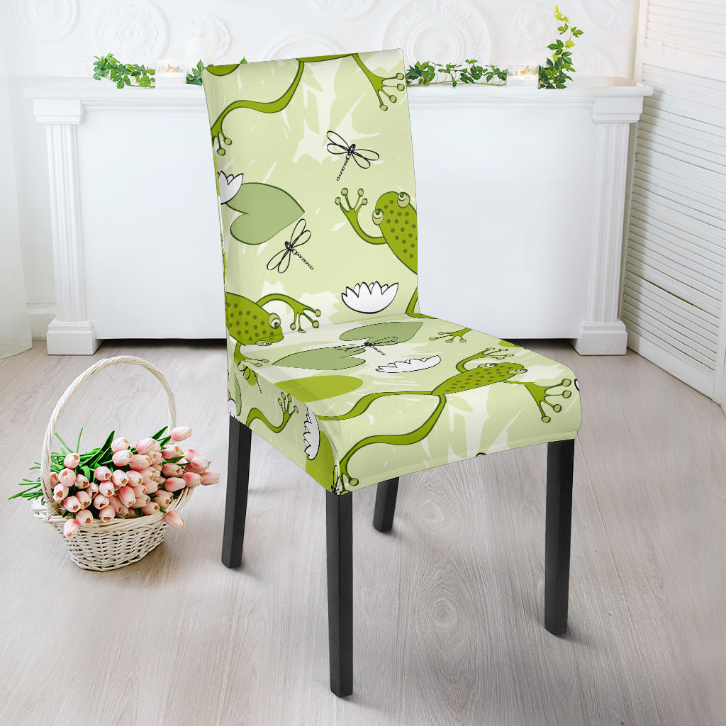 Cute Frog Dragonfly Pattern Dining Chair Slipcover