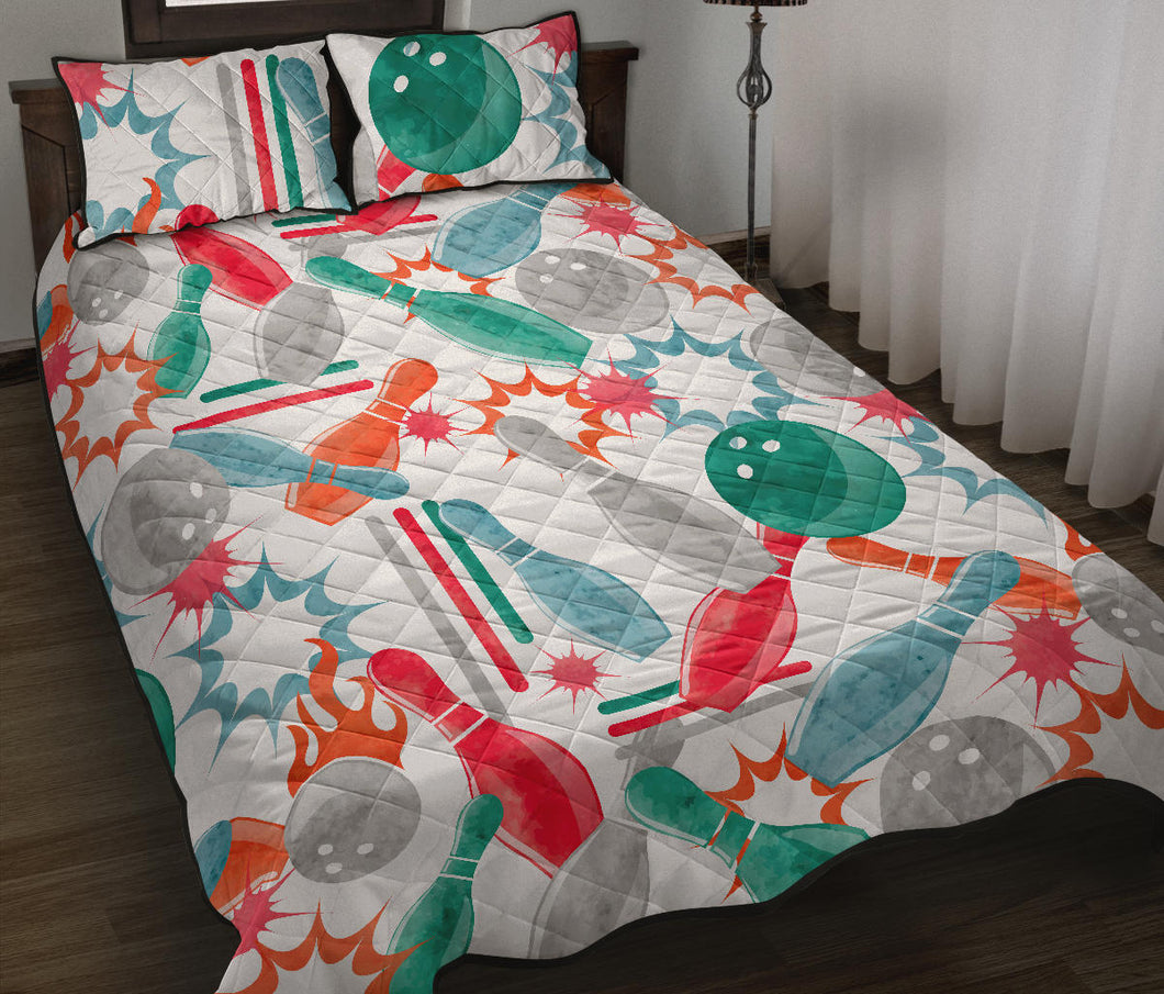 Watercolor bowling pattern Quilt Bed Set