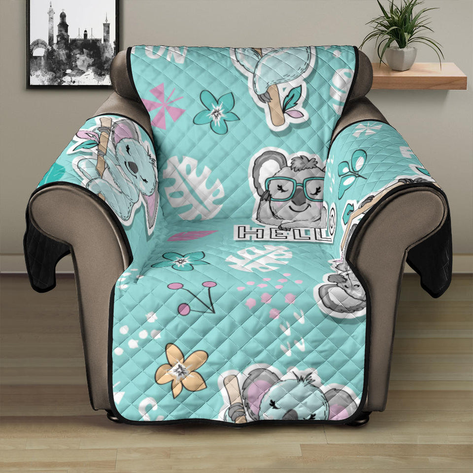 Cute koalas blue background pattern Recliner Cover Protector