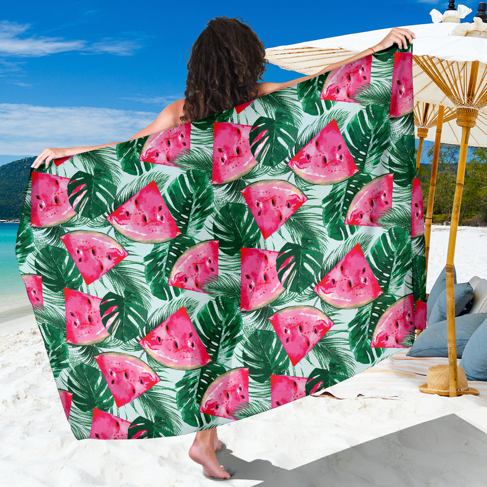 Watermelons Tropical Palm Leaves Pattern Sarong