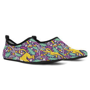 Cute Yellow Monkey Leaves Pattern Aqua Shoes