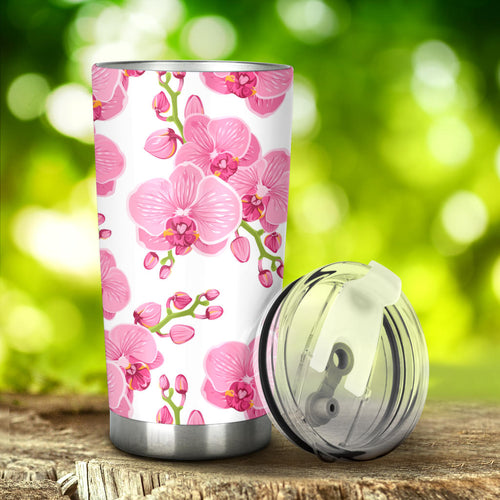 Pink Purple Orchid Pattern Background Tumbler