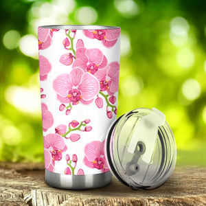 Pink Purple Orchid Pattern Background Tumbler