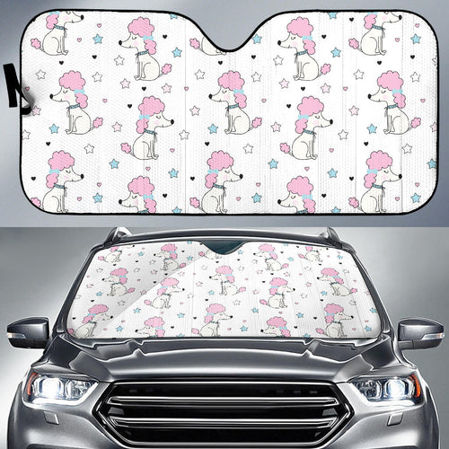 Cute Poodle Dog Star Pattern Car Sun Shade
