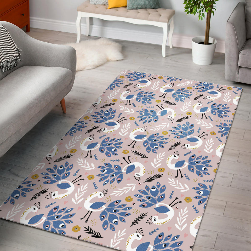 Cute Peacock Pattern Area Rug